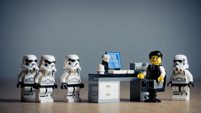 Lego office with stormtroopers