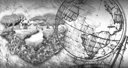 Pencil drawing with globe