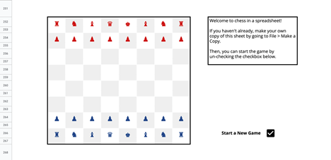 Chess in a spreadsheet