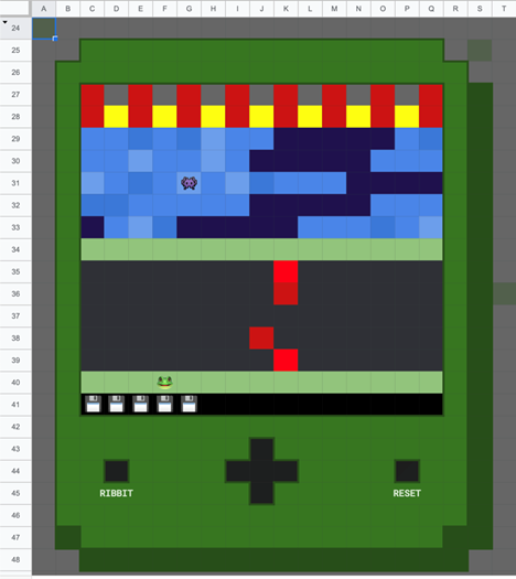 Frogger in a spreadsheet