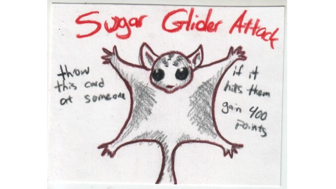 Sugar Glider Attack Card from 1000 Blank White Cards deck