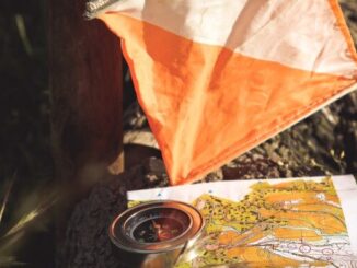 Flag and compass for orienteering
