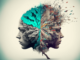 Two female heads facing away from each other with differing colours and images representing neurodivergence