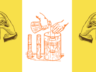 A header image showing lithographic science images such as a hand with a pipette and glass flasks