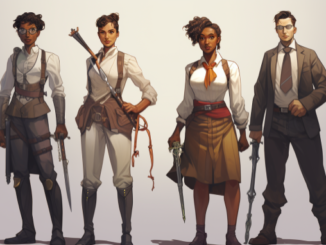 Going into battle - characters in business attire with RPG weapons